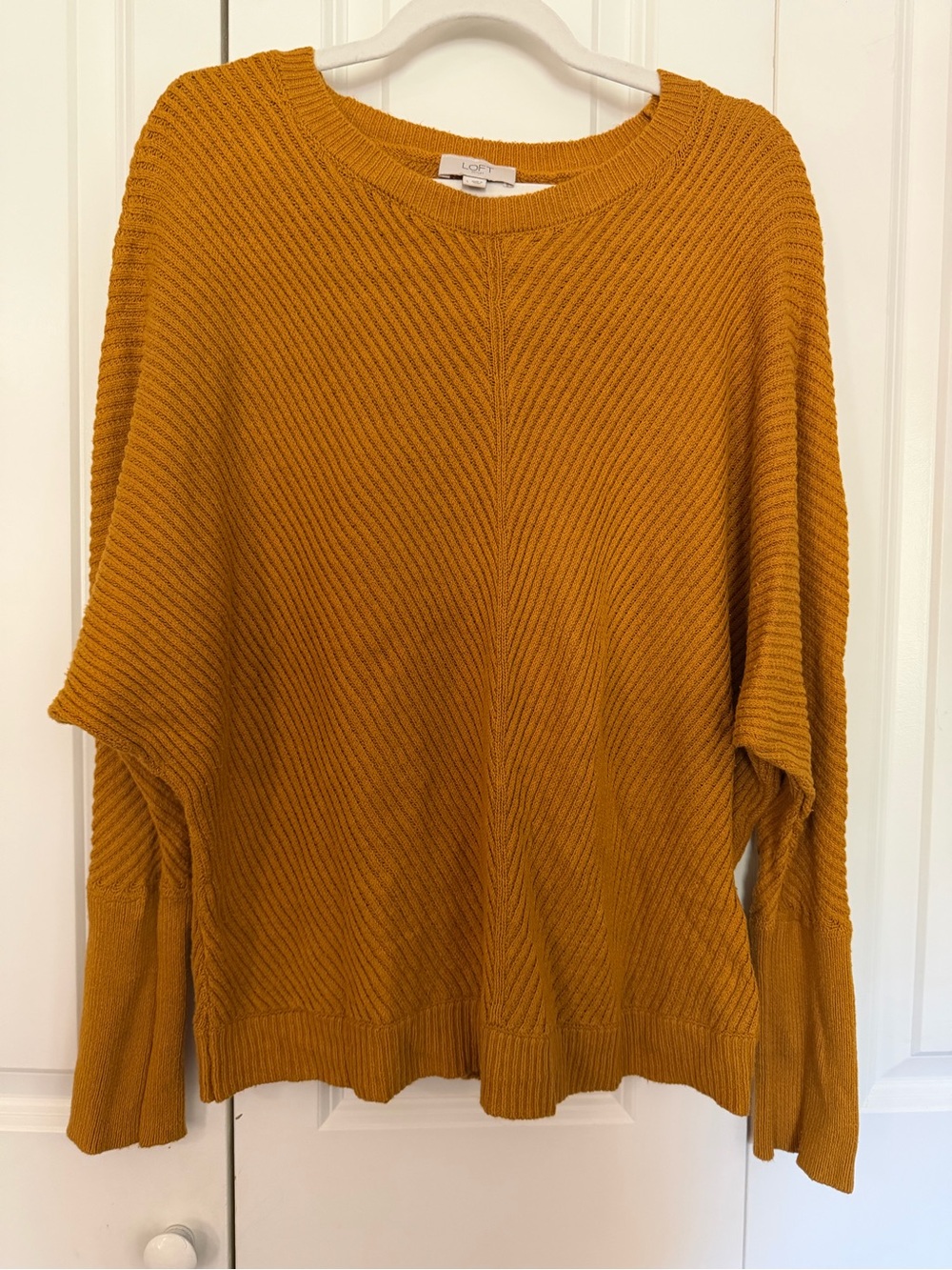 LOFT Mustard Ribbed Crewneck Sweater